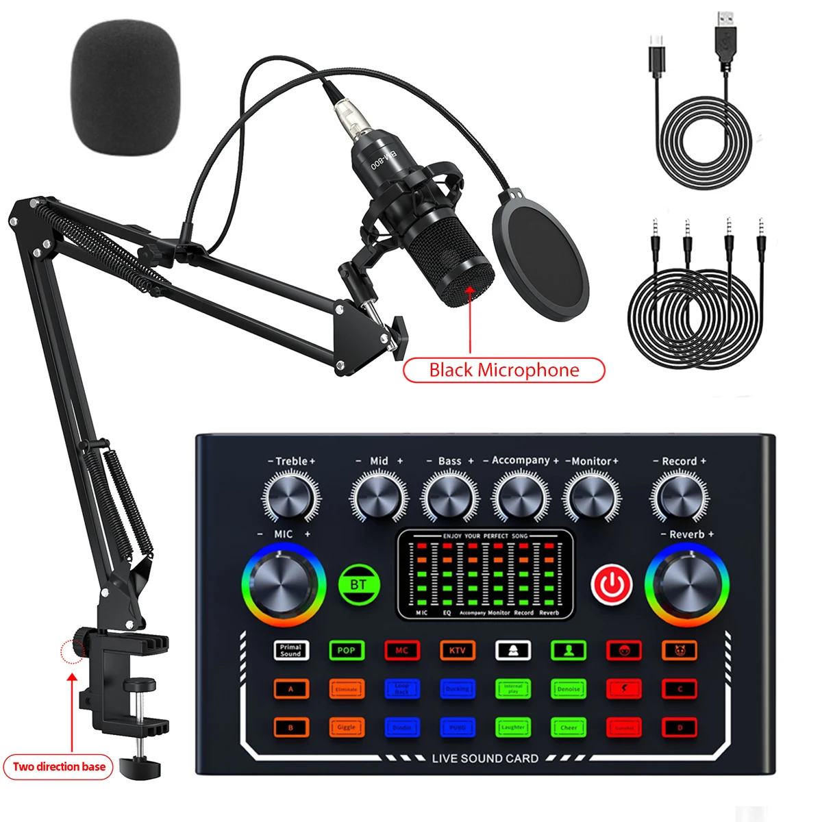 F009 Live-Soundkarte Mit Bm-800 Mikrofon – Podcast-Ausrüstung Für Audioaufnahmen, Youtube, Live-Streaming &Amp; Broadcast F009 Live-Soundkarte Mit Bm-800 Mikrofon – Podcast-Ausrüstung Für Audioaufnahmen, Youtube, Live-Streaming &Amp; Broadcast - Image 8