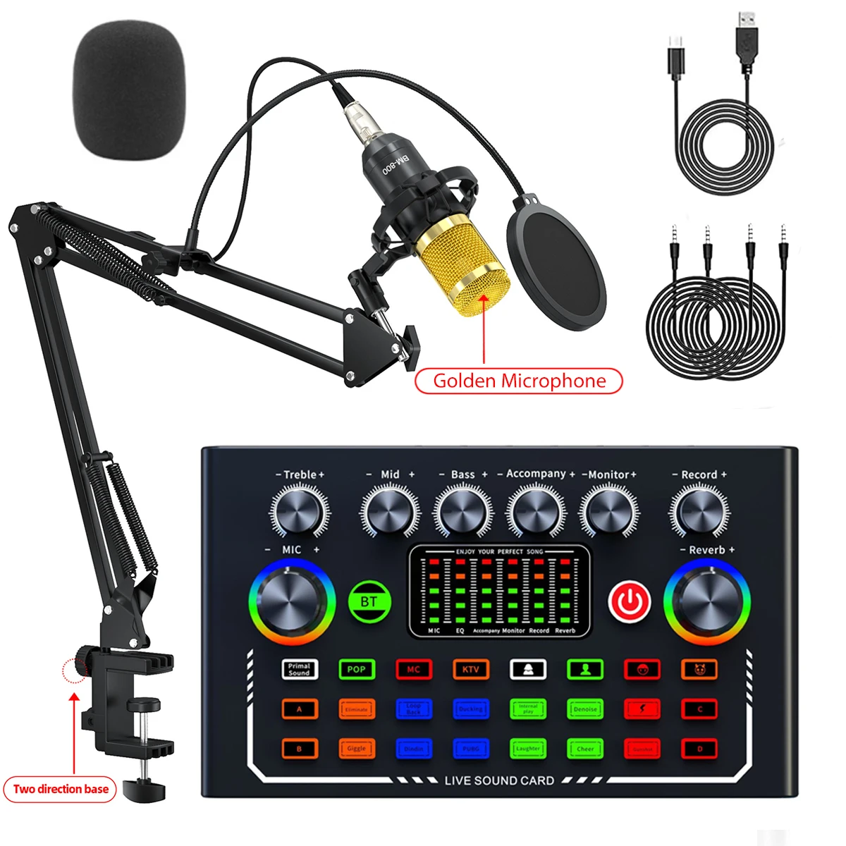 F009 Live-Soundkarte Mit Bm-800 Mikrofon – Podcast-Ausrüstung Für Audioaufnahmen, Youtube, Live-Streaming &Amp; Broadcast F009 Live-Soundkarte Mit Bm-800 Mikrofon – Podcast-Ausrüstung Für Audioaufnahmen, Youtube, Live-Streaming &Amp; Broadcast - Image 9