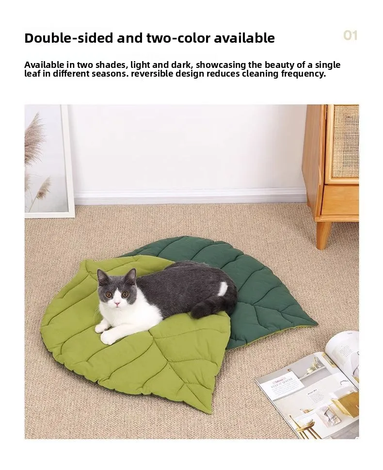 1/2Pcs Leaf Shaped Cat Bed And Pet Mat Soft Washable Reversible Non-Slip Cushion For Cats And Dogs Indoor Travel Camping Pet Bed 1/2Pcs Leaf Shaped Cat Bed And Pet Mat Soft Washable Reversible Non-Slip Cushion For Cats And Dogs Indoor Travel Camping Pet Bed - Image 11