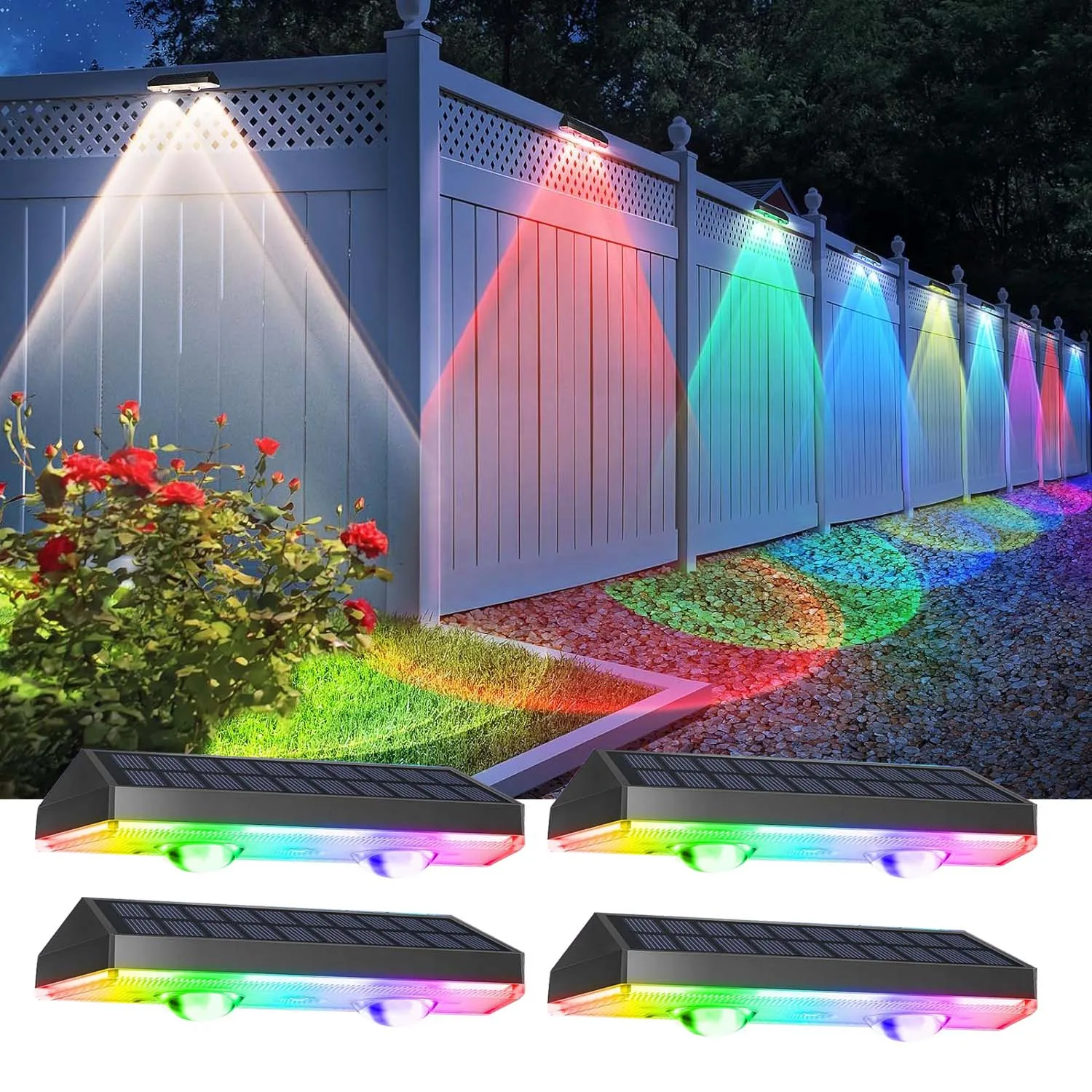 4 Stücke Solar Zaun Licht Rgb Farbwechsel Outdoor Garten Hof Dekor Schritt Lampe Ip65 Wasserdichte Pathway Wand Treppen Lampe Balkon 4 Stücke Solar Zaun Licht Rgb Farbwechsel Outdoor Garten Hof Dekor Schritt Lampe Ip65 Wasserdichte Pathway Wand Treppen Lampe Balkon - Image 7