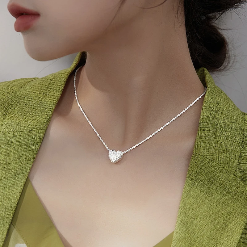 Nieuw 925 Sterling Zilver Mädchen Hammer Muster Liebe Halsket Einfache Herzförmige Anhänger Frauen Geschenk Boutique Schmuck Nk153 Nieuw 925 Sterling Zilver Mädchen Hammer Muster Liebe Halsket Einfache Herzförmige Anhänger Frauen Geschenk Boutique Schmuck Nk153 - Image 14
