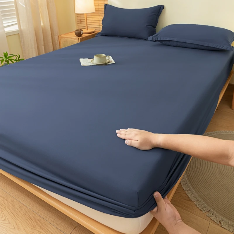 1Pc Skin-Friendly Bed Cover With Elastic Solid Color Brushed Bed Sheet Single/Queen/King Fitted Bedsheet (Without Pillowcase) 1Pc Skin-Friendly Bed Cover With Elastic Solid Color Brushed Bed Sheet Single/Queen/King Fitted Bedsheet (Without Pillowcase) - Image 12