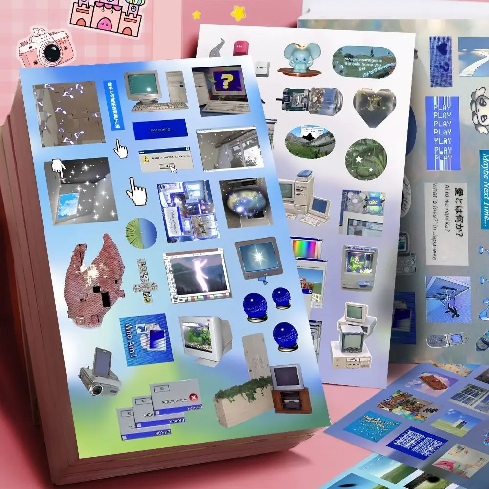 8/16 Blatt Y2K Gen Z Electronic Memories Style Retro Dreamcore Collages Journals Diary Scrapbook Sticker 8/16 Blatt Y2K Gen Z Electronic Memories Style Retro Dreamcore Collages Journals Diary Scrapbook Sticker