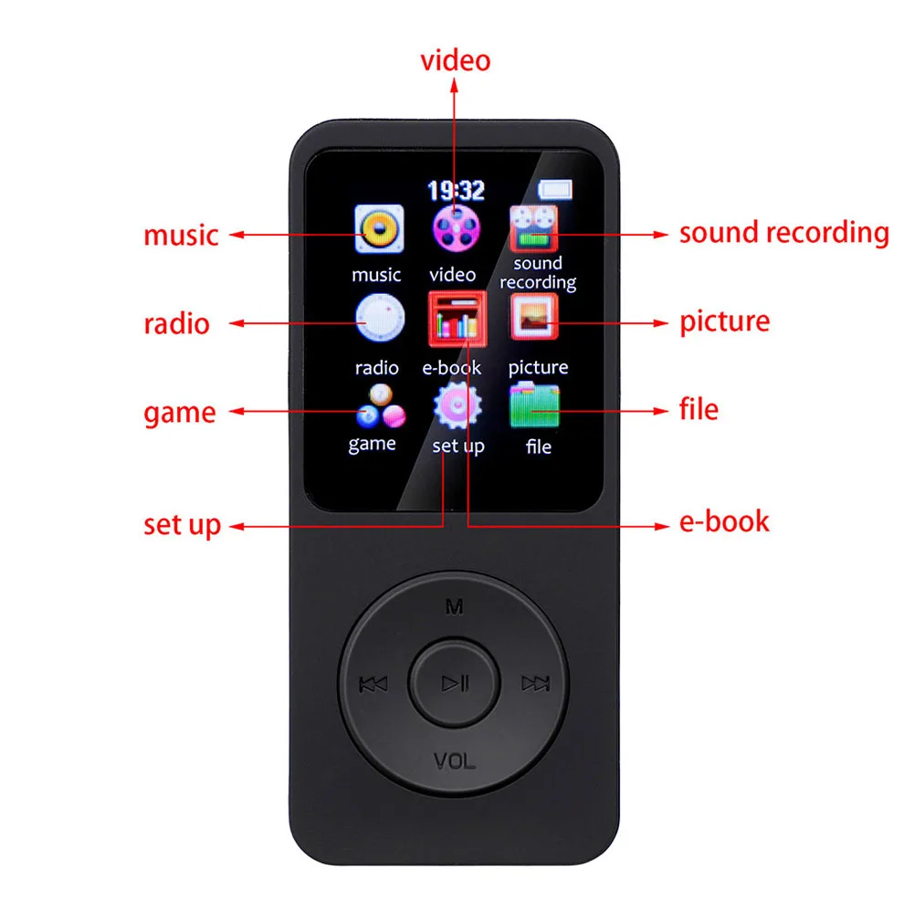 Tragbarer Mp3-Player Mit Integriertem Lautsprecher – Bluetooth 5.0, Mp4-Wiedergabe, Fm-Radio, E-Book- Und Aufnahmefunktion Tragbarer Mp3-Player Mit Integriertem Lautsprecher – Bluetooth 5.0, Mp4-Wiedergabe, Fm-Radio, E-Book- Und Aufnahmefunktion - Image 5