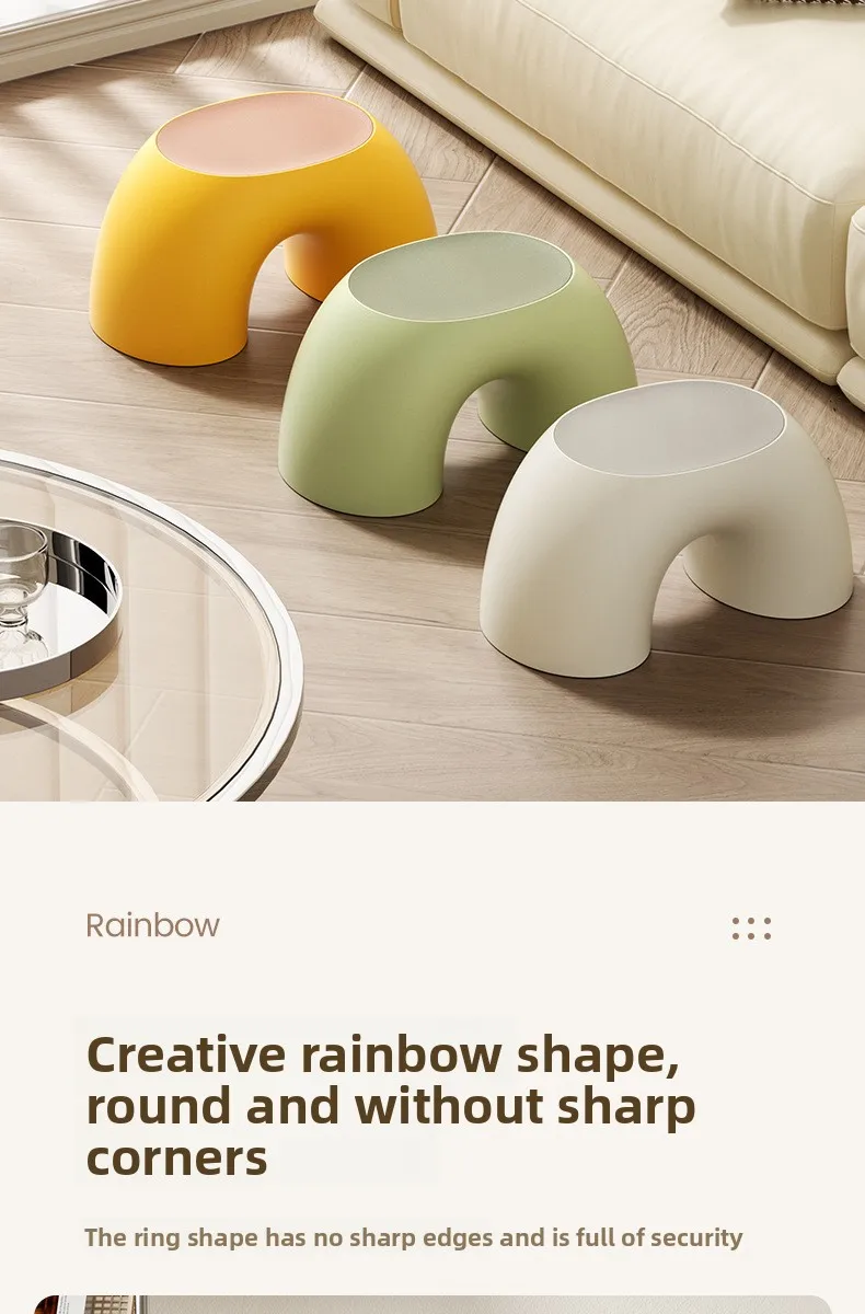 Nordic Rainbow Arch Stool For Kids &Amp; Adults, Cream White Minimalist Plastic Low Stool, Anti-Slip Step Stool For Bathroom, Shoe C Nordic Rainbow Arch Stool For Kids &Amp; Adults, Cream White Minimalist Plastic Low Stool, Anti-Slip Step Stool For Bathroom, Shoe C - Image 15