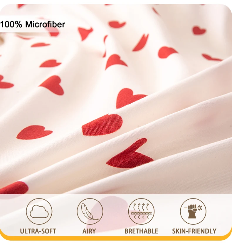 3Pcs/Set Small Red Heart Printed Duvet Cover Set(1 Duvet Cover &Amp; 2 Pillowcase)Soft And Skin-Friendly Duvet Cover Bedding Set For 3Pcs/Set Small Red Heart Printed Duvet Cover Set(1 Duvet Cover &Amp; 2 Pillowcase)Soft And Skin-Friendly Duvet Cover Bedding Set For - Image 10