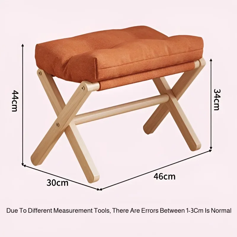 Solid Wood Folding Shoe Changing Stool With Cotton Filled Cushion, Portable Low Footstool For Entryway &Amp; Sofa Rest Solid Wood Folding Shoe Changing Stool With Cotton Filled Cushion, Portable Low Footstool For Entryway &Amp; Sofa Rest - Image 6
