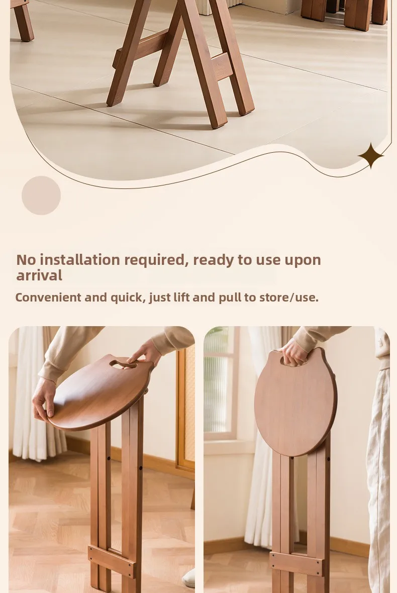 Retro Style Bamboo Folding Stool, Household Foldable Round Stool, Foldable High Stool, Bar Stool, Restaurant Dining Stool Retro Style Bamboo Folding Stool, Household Foldable Round Stool, Foldable High Stool, Bar Stool, Restaurant Dining Stool - Image 12