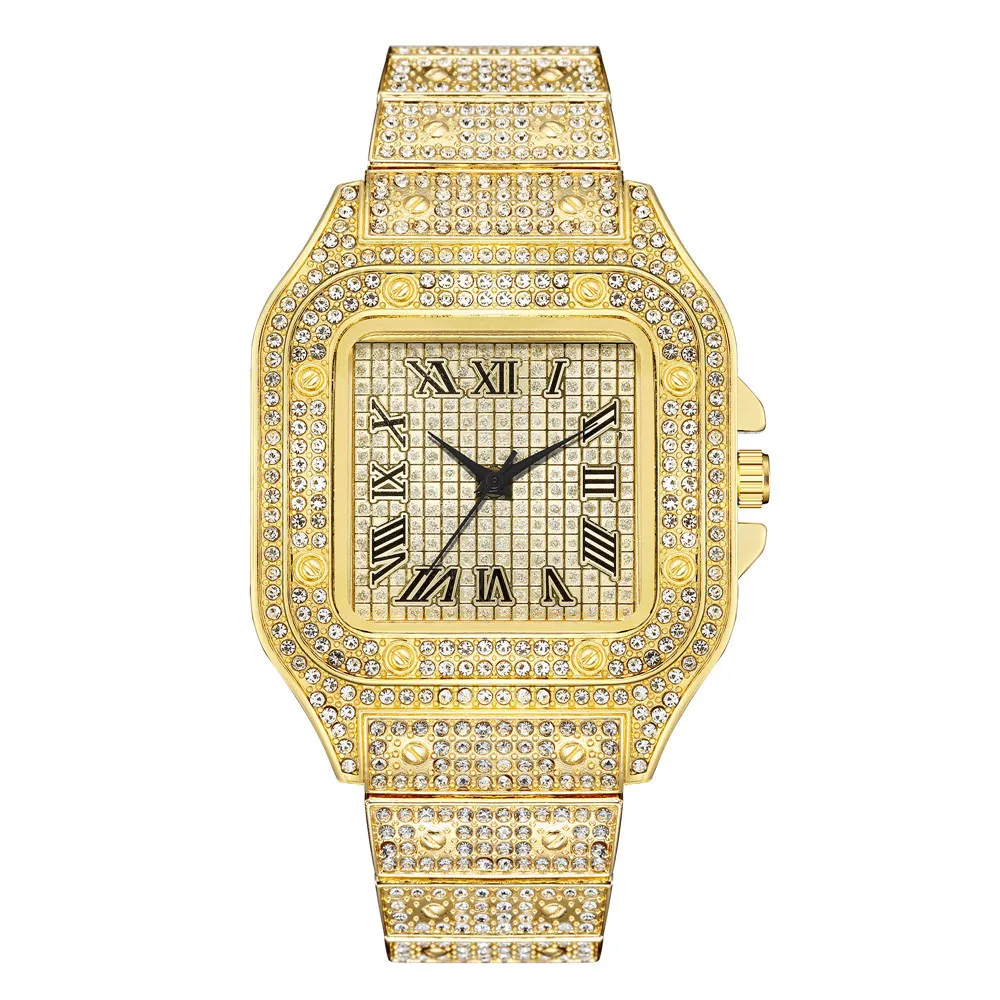 Klassische Luxus Business Herren Stahlband Platz Römische Skala Strass Quarzuhr Freizeit Männliche Armbanduhr Relogio Masculino Klassische Luxus Business Herren Stahlband Platz Römische Skala Strass Quarzuhr Freizeit Männliche Armbanduhr Relogio Masculino - Image 9