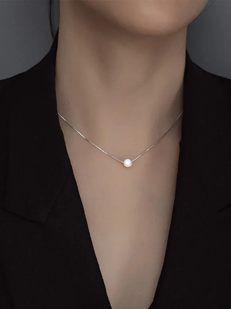 925 Sterling Silber Mode Luxus Weiß 6 Mm 8 Mm 10 Mm Perlmutt Anhänger Halskette Für Frauen Hochzeit Schmuck Zubehör 925 Sterling Silber Mode Luxus Weiß 6 Mm 8 Mm 10 Mm Perlmutt Anhänger Halskette Für Frauen Hochzeit Schmuck Zubehör - Image 4