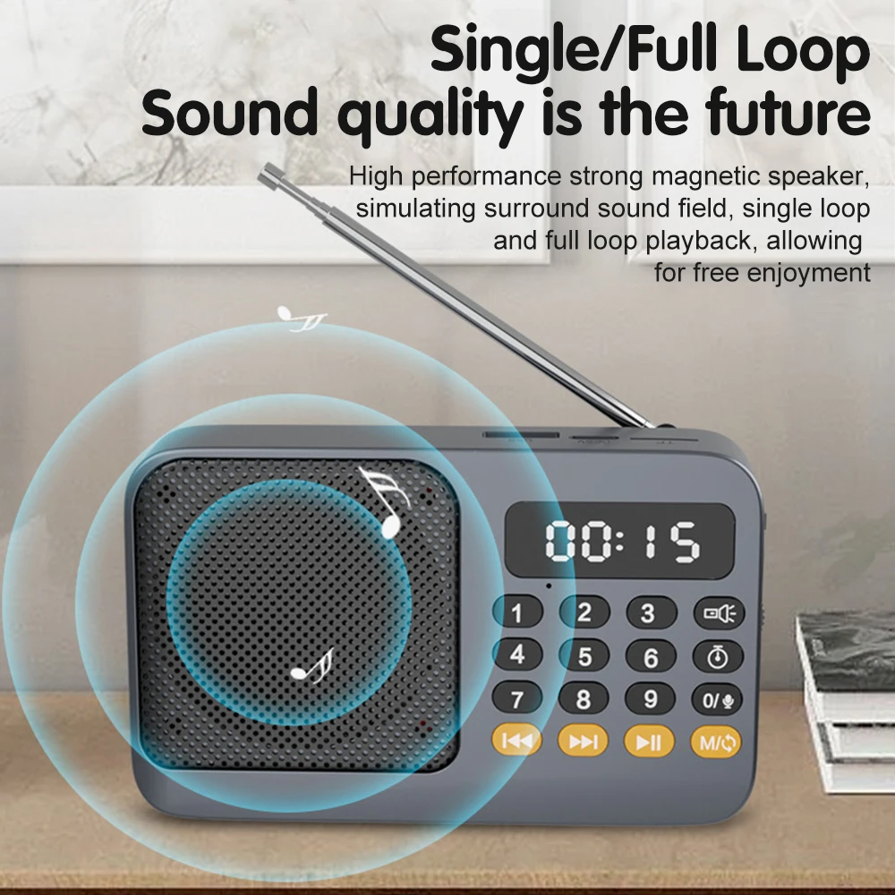 Tragbares Fm-Radio Mit Bluetooth, Lcd-Digitalanzeige, Usb, Tf &Amp; Mp3 – Wiederaufladbarer Musikplayer Mit Taschenlampe Und Lautsprecher Tragbares Fm-Radio Mit Bluetooth, Lcd-Digitalanzeige, Usb, Tf &Amp; Mp3 – Wiederaufladbarer Musikplayer Mit Taschenlampe Und Lautsprecher - Image 2