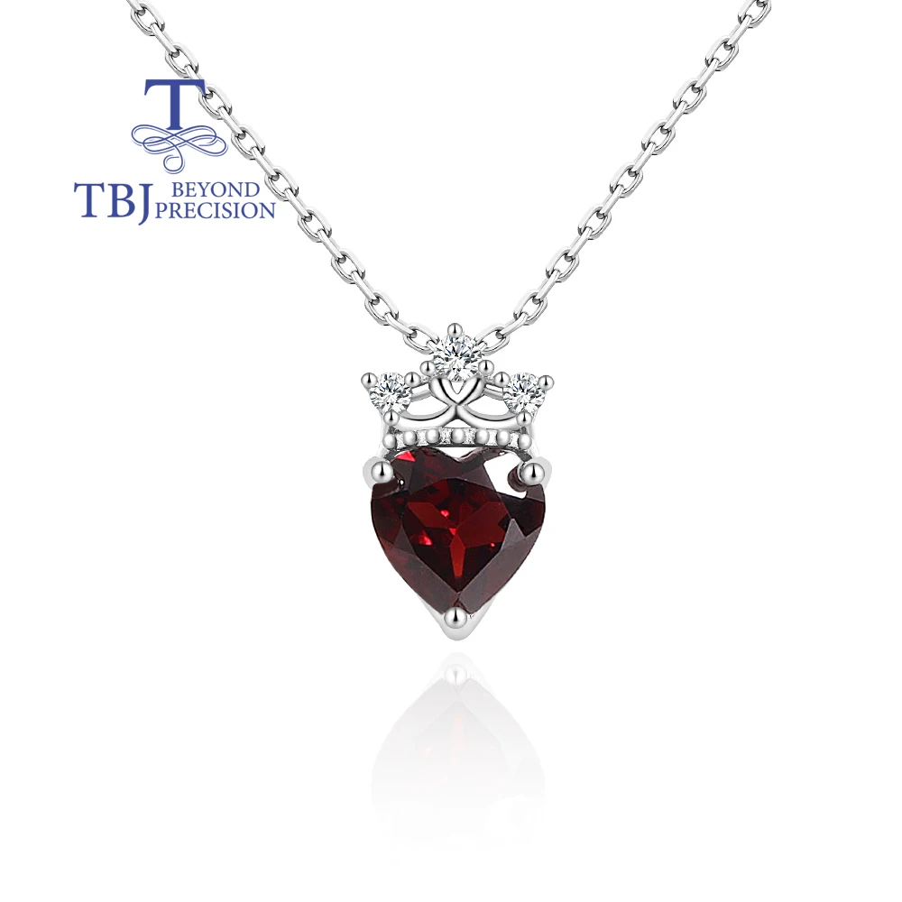 2026, Kronen-Design, 925Er Sterlingsilber, Damenhalskette, Natürlicher Herzanhänger Mit 8,00 Mm Granat, Eleganter Schmuck Für Verlobungsgeschenke 2026, Kronen-Design, 925Er Sterlingsilber, Damenhalskette, Natürlicher Herzanhänger Mit 8,00 Mm Granat, Eleganter Schmuck Für Verlobungsgeschenke