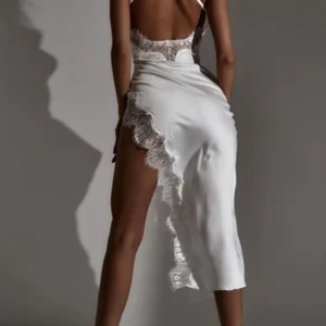 Sexy Spitze, Party, Club, rückenfrei, figurbetont, Fleck, schwarze Träger, Midikleid, 2024, Sommerkleidung, Großhandelsartikel zum Weiterverkauf