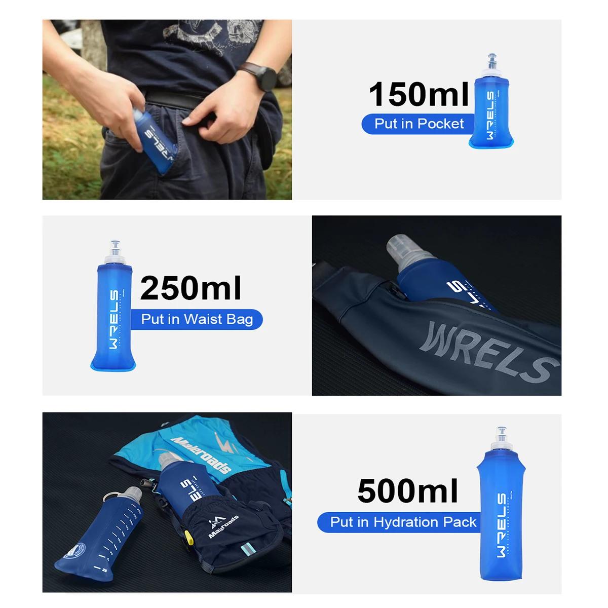 1Pc150Ml/250Ml/500Ml Outdoor Faltbare Silikon Biss Größe Wasser Flasche Laufen Camping Wandern Reise Bequeme Wasser Flasche 1Pc150Ml/250Ml/500Ml Outdoor Faltbare Silikon Biss Größe Wasser Flasche Laufen Camping Wandern Reise Bequeme Wasser Flasche - Image 3