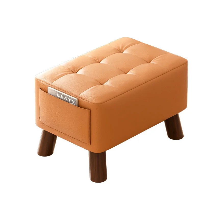 Home-Use Small Stool, Living Room Minimalist Sofa Stool, Coffee Table Stool, Creative Leather Footstool, Square Stool, Small Home-Use Small Stool, Living Room Minimalist Sofa Stool, Coffee Table Stool, Creative Leather Footstool, Square Stool, Small - Image 6