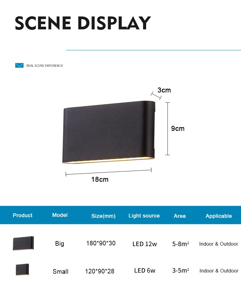Moderne Ip65 Wasserdichte 6W/12W Led-Wandleuchten Für Innen/Außen, Balkon-Dekoration, Auf-Ab-Doppelkopf-Aluminium-Wandlampe, Wandhalterung Moderne Ip65 Wasserdichte 6W/12W Led-Wandleuchten Für Innen/Außen, Balkon-Dekoration, Auf-Ab-Doppelkopf-Aluminium-Wandlampe, Wandhalterung - Image 4