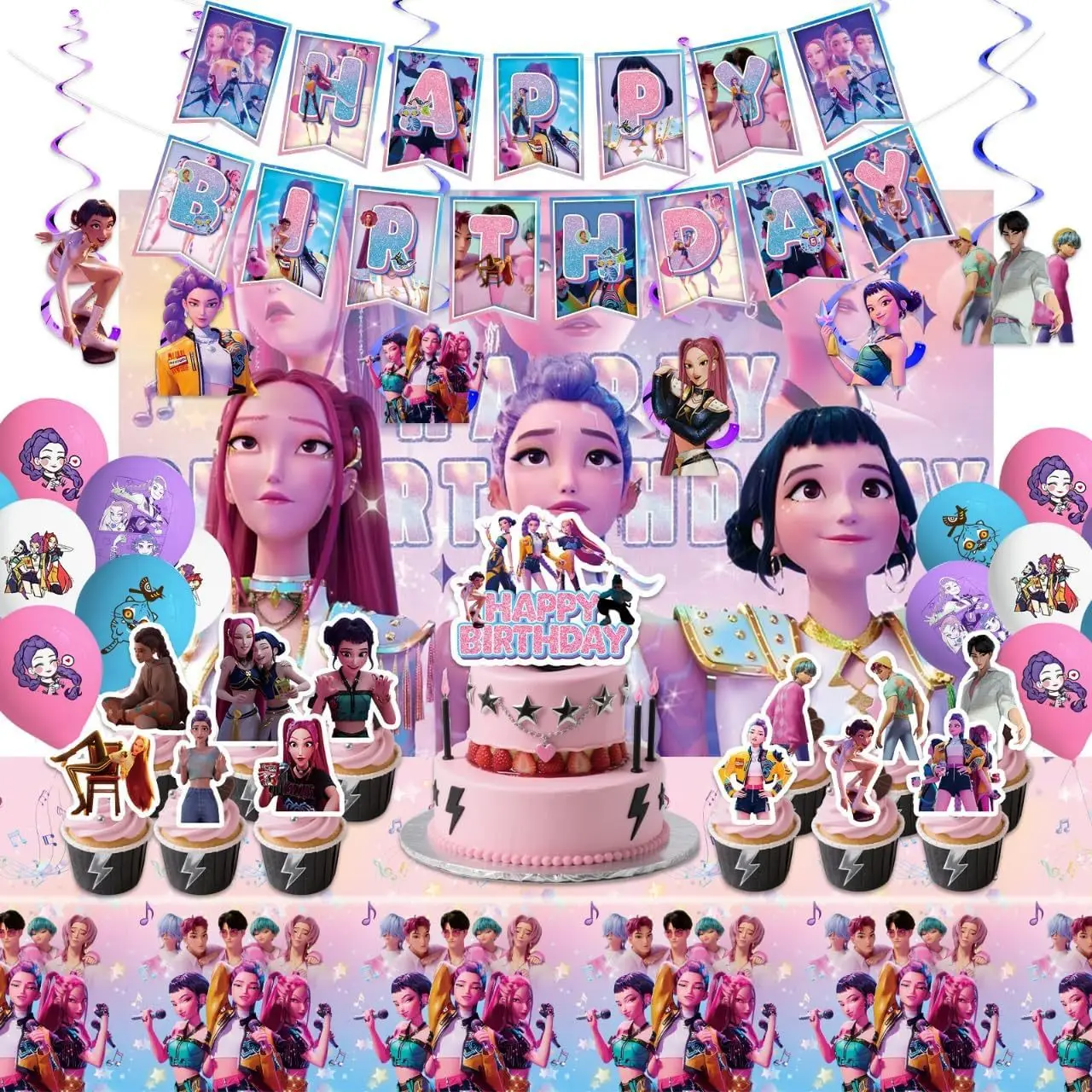 Kawaii K-Pop Gruppen-Thema Geburtstagsparty-Dekoration, Heimparty-Geschirr, Pappteller, Pappbecher, Banner, Servietten, Großhandel Neu Kawaii K-Pop Gruppen-Thema Geburtstagsparty-Dekoration, Heimparty-Geschirr, Pappteller, Pappbecher, Banner, Servietten, Großhandel Neu - Image 7
