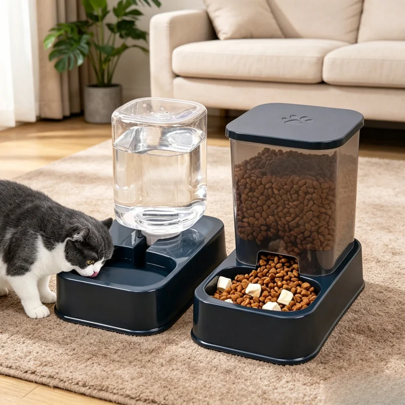 Automatic Cat &Amp; Dog Feeder With Drinker, Smart Portion Control Pet Food Bowl Set, No Battery Required Automatic Cat &Amp; Dog Feeder With Drinker, Smart Portion Control Pet Food Bowl Set, No Battery Required