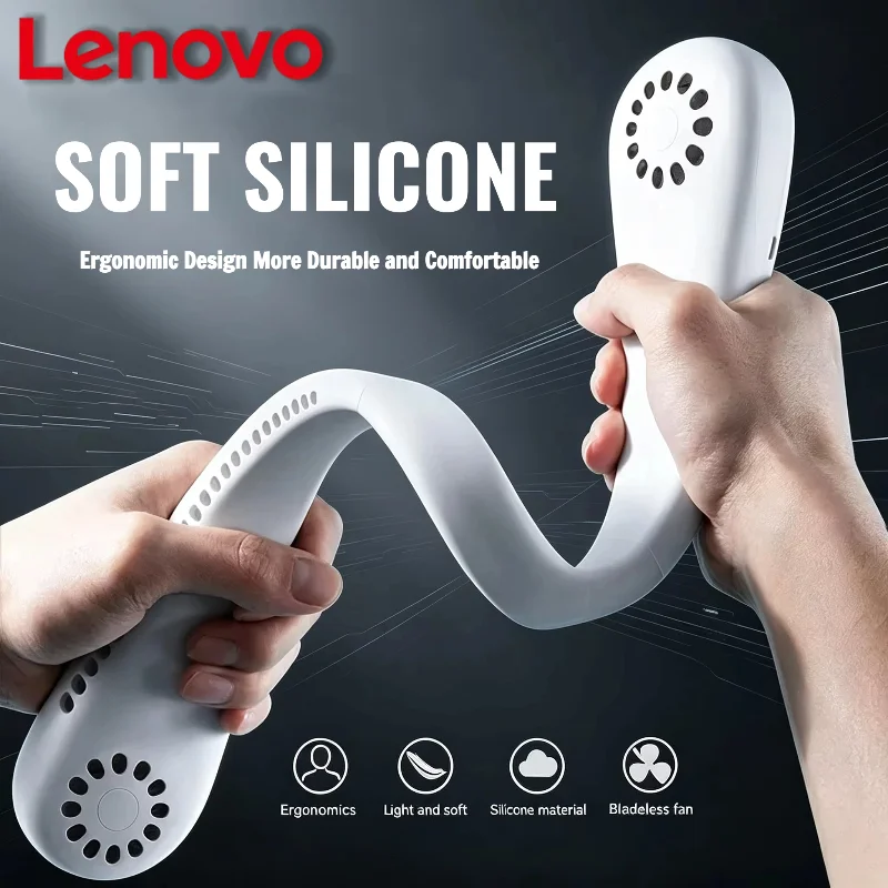 Lenovo Nackenventilator – Blattlos, Usb-Wiederaufladbar, Leise, 3 Stufen Nackenventilator