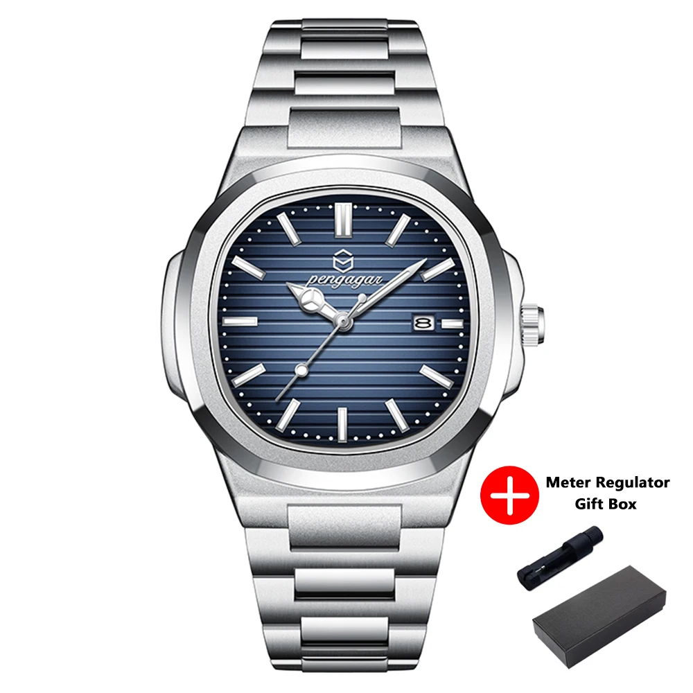 Luxuriöse Quadratische Herren-Armbanduhr, Elegant, Wasserdicht, Leuchtend, Mit Datumsanzeige, Edelstahl, Quarzuhren Für Herren, Weihnachtsgeschenk + Box Reloj Luxuriöse Quadratische Herren-Armbanduhr, Elegant, Wasserdicht, Leuchtend, Mit Datumsanzeige, Edelstahl, Quarzuhren Für Herren, Weihnachtsgeschenk + Box Reloj - Image 12