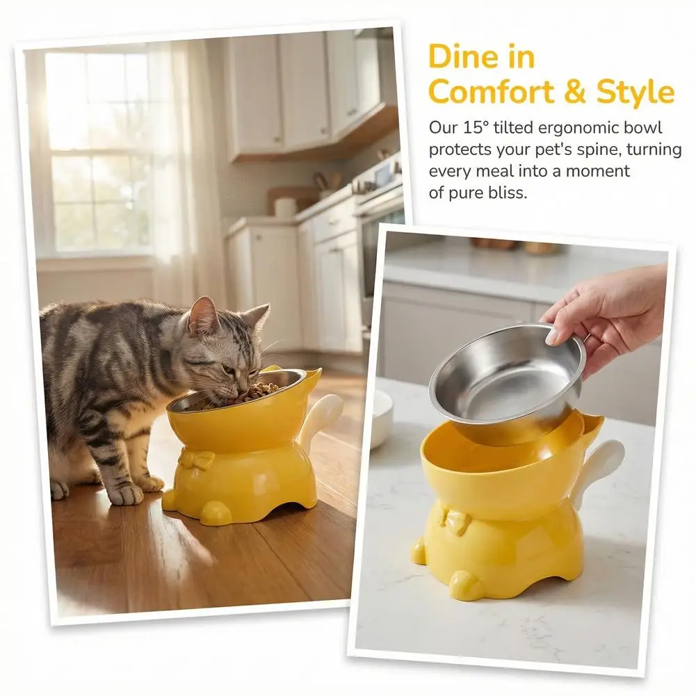 Stainless Steel Cat Bowl Anti-Spill Slanted Cat Food Food Water Dish For Cats Kitten Stainless Steel Cat Bowl Stainless Steel Cat Bowl Anti-Spill Slanted Cat Food Food Water Dish For Cats Kitten Stainless Steel Cat Bowl - Image 4