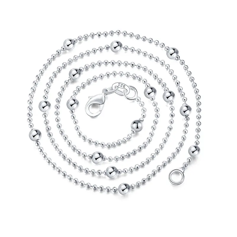 Charm 925 Sterling Silver 16-24 Inches Fine Sweater Bead Chain Women Necklace For Fashion Temperament Jewelry Party Wedding Charm 925 Sterling Silver 16-24 Inches Fine Sweater Bead Chain Women Necklace For Fashion Temperament Jewelry Party Wedding - Image 5
