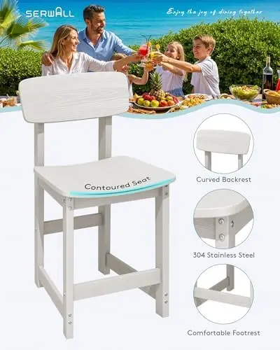 Outdoor Hdpe Counter-Height Bar Stools Set Of 2, White Outdoor Hdpe Counter-Height Bar Stools Set Of 2, White - Image 10