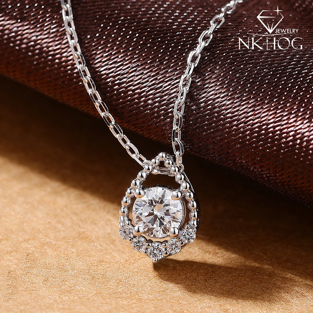Nkhog 0,5 Ct Echter Moissanit S925 Silber Anhänger Halskette Für Frauen Funkelnde Labor-Diamant-Halskette 18 Karat Vergoldet Edler Schmuck Geschenk Nkhog 0,5 Ct Echter Moissanit S925 Silber Anhänger Halskette Für Frauen Funkelnde Labor-Diamant-Halskette 18 Karat Vergoldet Edler Schmuck Geschenk - Image 2