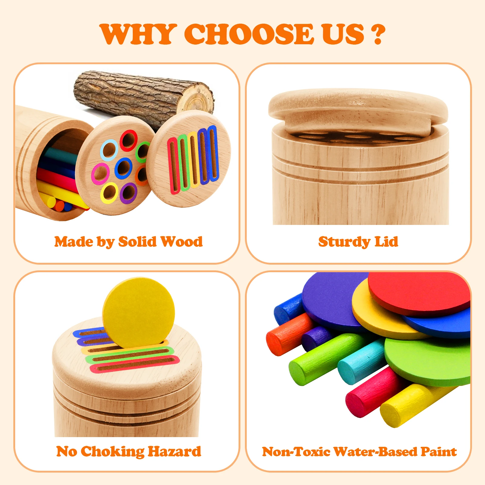 Montessori Wooden Toys Color Sorting Fine Motor Toys Shape Matching Sensory Toys Early Educational Puzzle Toys For Toddlers Montessori Wooden Toys Color Sorting Fine Motor Toys Shape Matching Sensory Toys Early Educational Puzzle Toys For Toddlers - Image 6