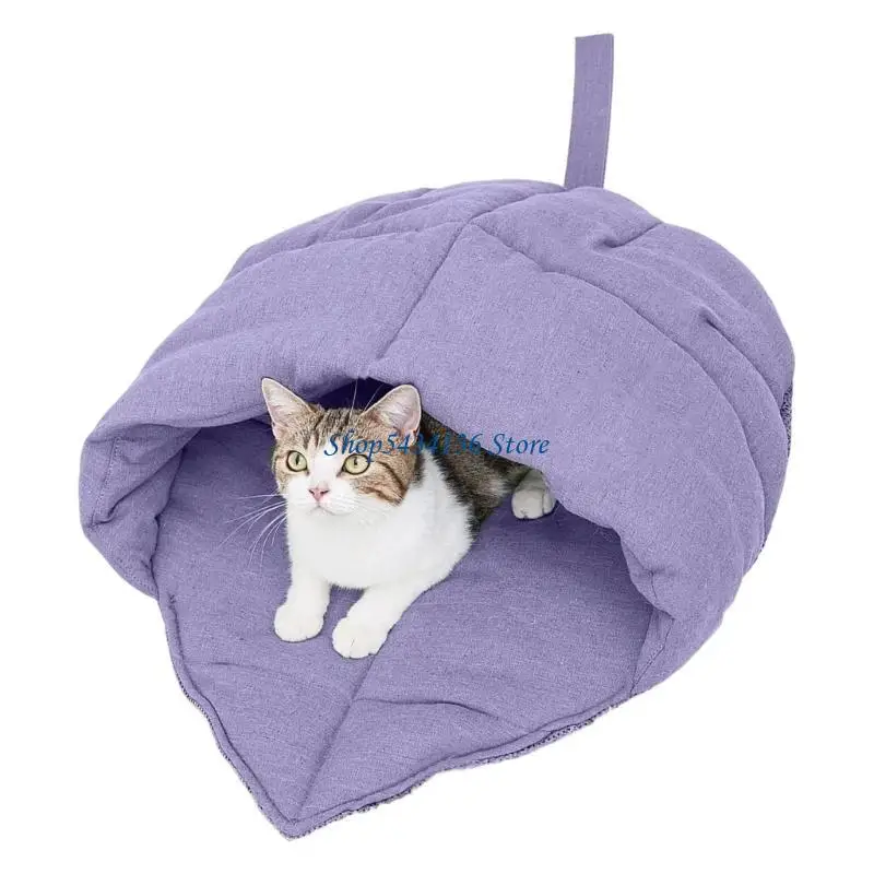 H7Ed Waschbares Katzenbett, Warmes Innenhöhlen-Design, Unterschlupfbett, Weiche Blätter, Nest, Schlafsack Für Kätzchen, Winter H7Ed Waschbares Katzenbett, Warmes Innenhöhlen-Design, Unterschlupfbett, Weiche Blätter, Nest, Schlafsack Für Kätzchen, Winter - Image 3