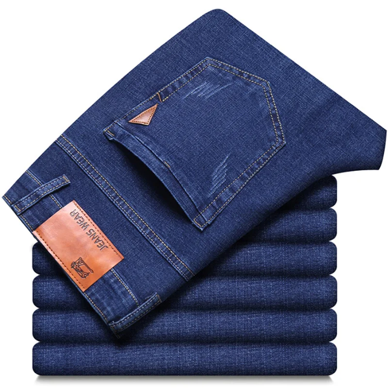 Männer Mode Gerade Jeans Männer 2025, Neue Stretch Slim Fit Hosen Bequeme Weiche Business Denim Hosen Männliche Marke Kleidung Männer Mode Gerade Jeans Männer 2025, Neue Stretch Slim Fit Hosen Bequeme Weiche Business Denim Hosen Männliche Marke Kleidung - Image 3