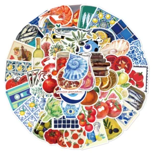 50 Stück mediterrane Tomaten-Aufkleber, DIY-Tagebuch, Handyhülle, handgefertigtes Sammelalbum, ästhetische Aufkleber