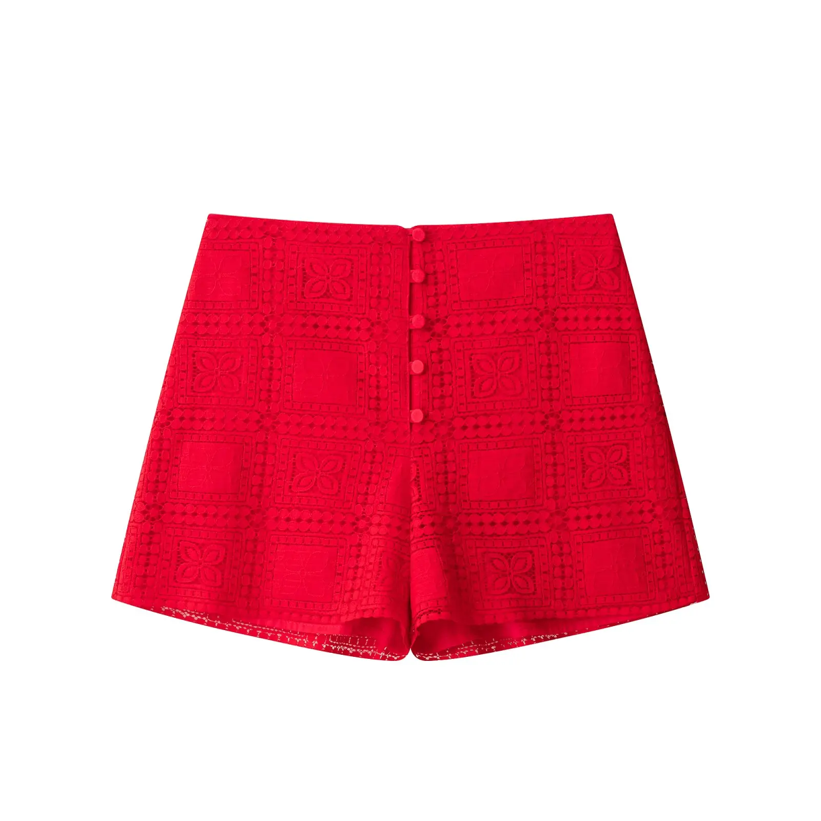 Klkxmyt Damen Sommer-Shorts-Set: Neues Modisches Spitzen-Oberteil Mit Cut-Outs + High-Street Mid-Waist Freizeit-Shorts-Anzug Klkxmyt Damen Sommer-Shorts-Set: Neues Modisches Spitzen-Oberteil Mit Cut-Outs + High-Street Mid-Waist Freizeit-Shorts-Anzug - Image 4