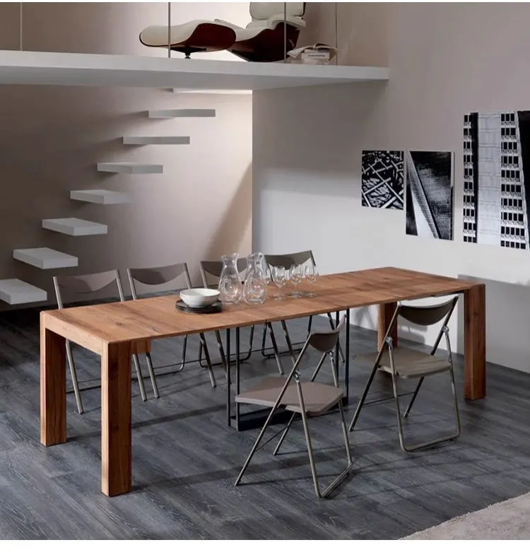 Solid Wood Folding Dining Table, Retractable, Nordic, Rectangular Foldable, Household, Apartment Invisible Dining Customizable Solid Wood Folding Dining Table, Retractable, Nordic, Rectangular Foldable, Household, Apartment Invisible Dining Customizable - Image 27