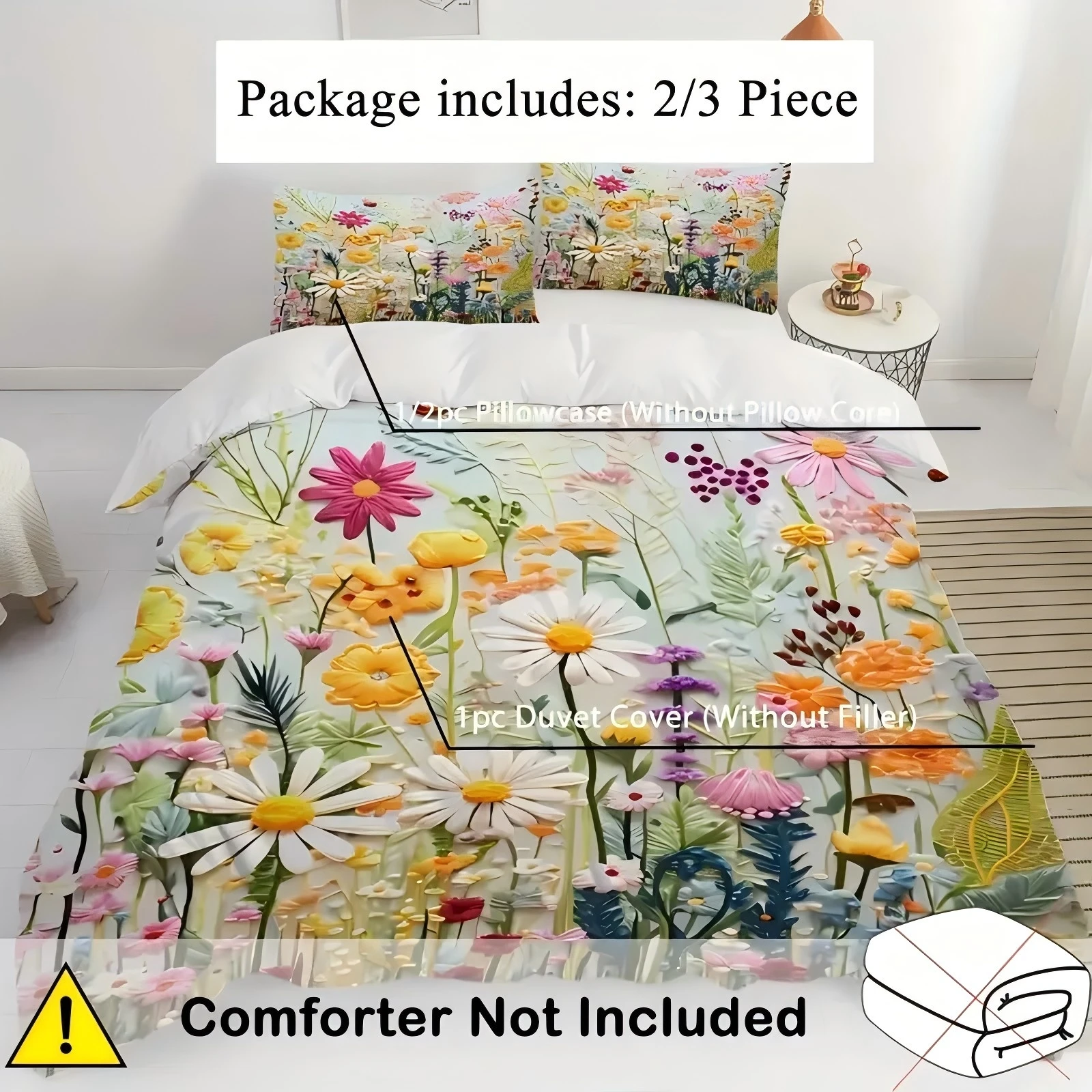Color Oil Painting Floral Leaf 3D Print Quilt Cover Color Oil Painting Style Comfortable Spring Natural Bedding Cover Pillowcase Color Oil Painting Floral Leaf 3D Print Quilt Cover Color Oil Painting Style Comfortable Spring Natural Bedding Cover Pillowcase - Image 5