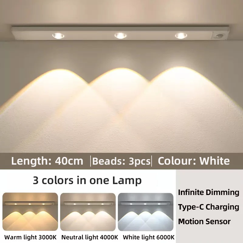 Weiße/Schwarze Led-Schrankleuchte, Usb Wiederaufladbar, Bewegungsmelder, Led-Licht Für Küche, Kleiderschrank, Schrankbeleuchtung, 20 Cm/30 Cm/40 Cm/50 Cm Weiße/Schwarze Led-Schrankleuchte, Usb Wiederaufladbar, Bewegungsmelder, Led-Licht Für Küche, Kleiderschrank, Schrankbeleuchtung, 20 Cm/30 Cm/40 Cm/50 Cm - Image 10
