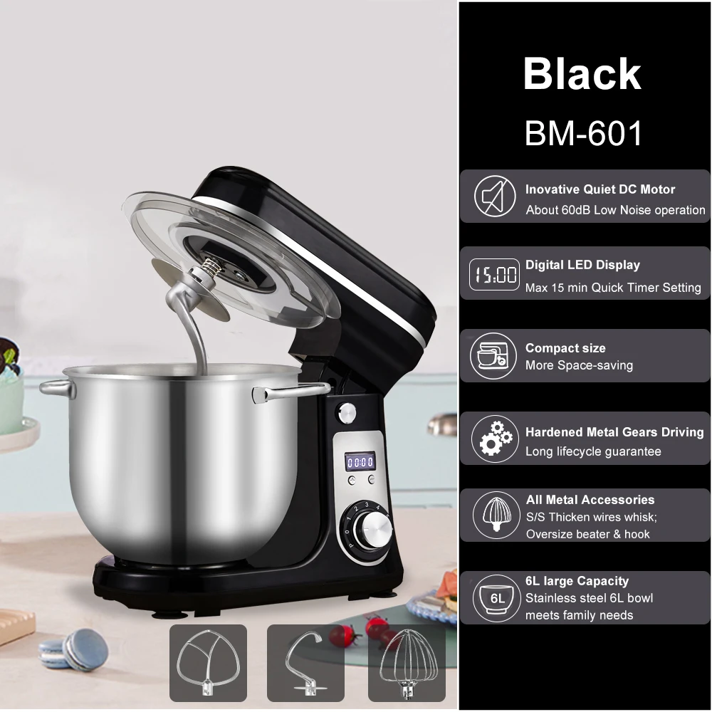 Biolomix Küchen-Lebensmittel-Standmixer, Mixer, Leiser Motor, Sahne-Ei-Schneebesen, Peitsche, Teigkneter, 6 Geschwindigkeiten, 1200 W, 6 L, Dc Biolomix Küchen-Lebensmittel-Standmixer, Mixer, Leiser Motor, Sahne-Ei-Schneebesen, Peitsche, Teigkneter, 6 Geschwindigkeiten, 1200 W, 6 L, Dc - Image 10