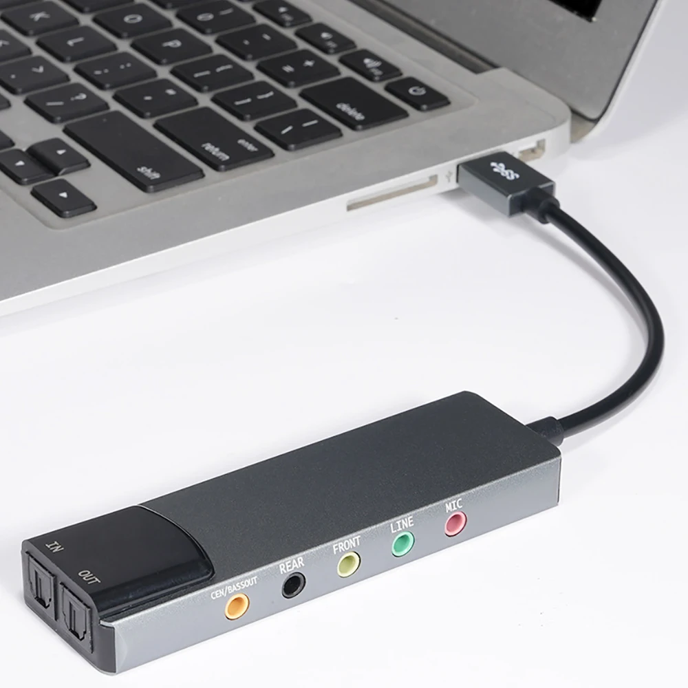 6-In-1 Externe Usb-Soundkarte Mit Optischem Anschluss – Multifunktions-Audio-Konverter Aus Aluminium Für Notebook &Amp; Pc Usb Audiokonverter