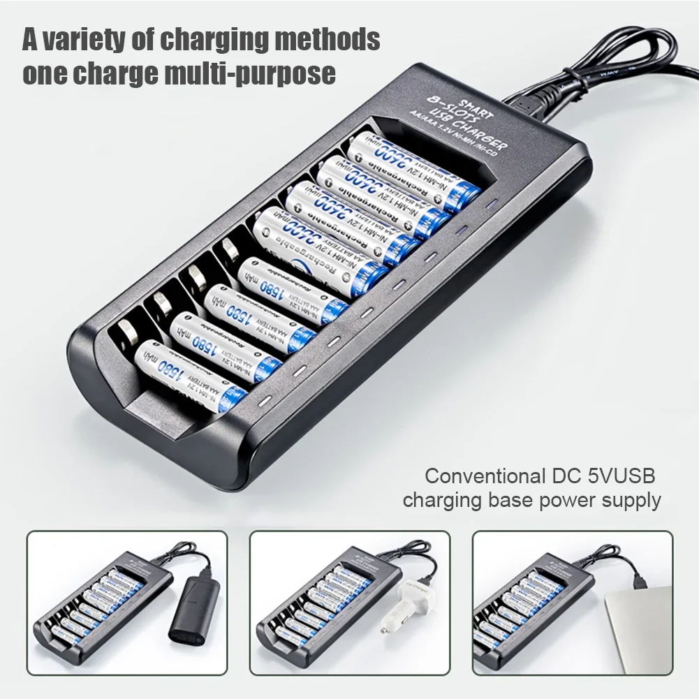 8-Fach Akku-Ladegerät Für Aa/Aaa Nimh – Usb-Ausgang, Schnellladung Und Kurzschlussschutz 8-Fach Akku-Ladegerät Für Aa/Aaa Nimh – Usb-Ausgang, Schnellladung Und Kurzschlussschutz - Image 3