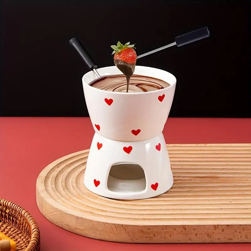 Mini-Fondue-Becher Zum Schmelzen Von Schokolade, Keramik-Käse-Fondue-Becher-Set, Weihnachtsdekoration Für Festliche Abendessen, Valentinstag Mini-Fondue-Becher Zum Schmelzen Von Schokolade, Keramik-Käse-Fondue-Becher-Set, Weihnachtsdekoration Für Festliche Abendessen, Valentinstag
