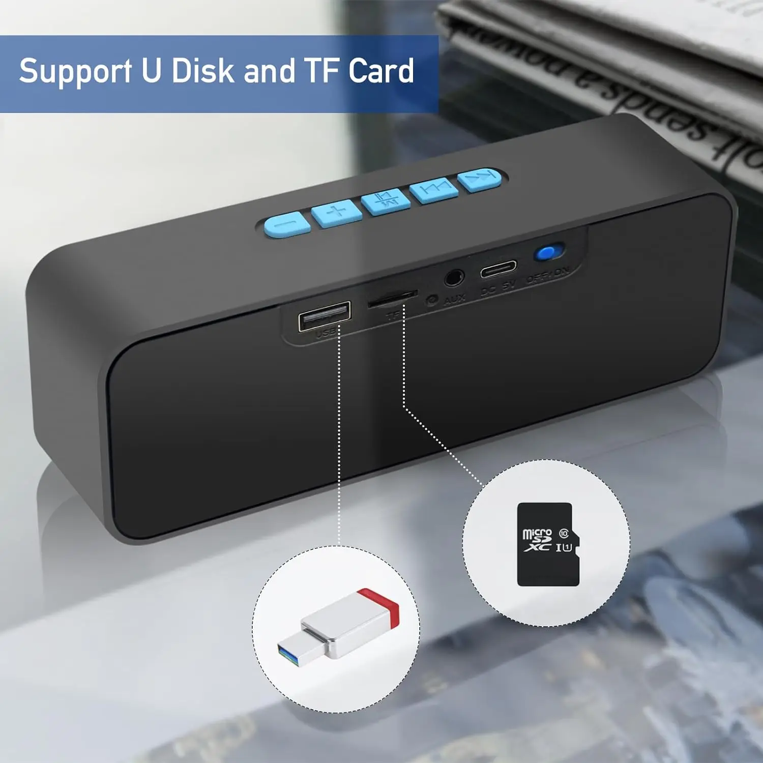 Tragbarer Bluetooth-Lautsprecher 10W – Kabellose Stereo-Musikbox Mit Dual-Treiber, Bass, Tws, Fm, Tf, Usb, Aux &Amp; Freisprechen Tragbarer Bluetooth-Lautsprecher 10W – Kabellose Stereo-Musikbox Mit Dual-Treiber, Bass, Tws, Fm, Tf, Usb, Aux &Amp; Freisprechen - Image 4