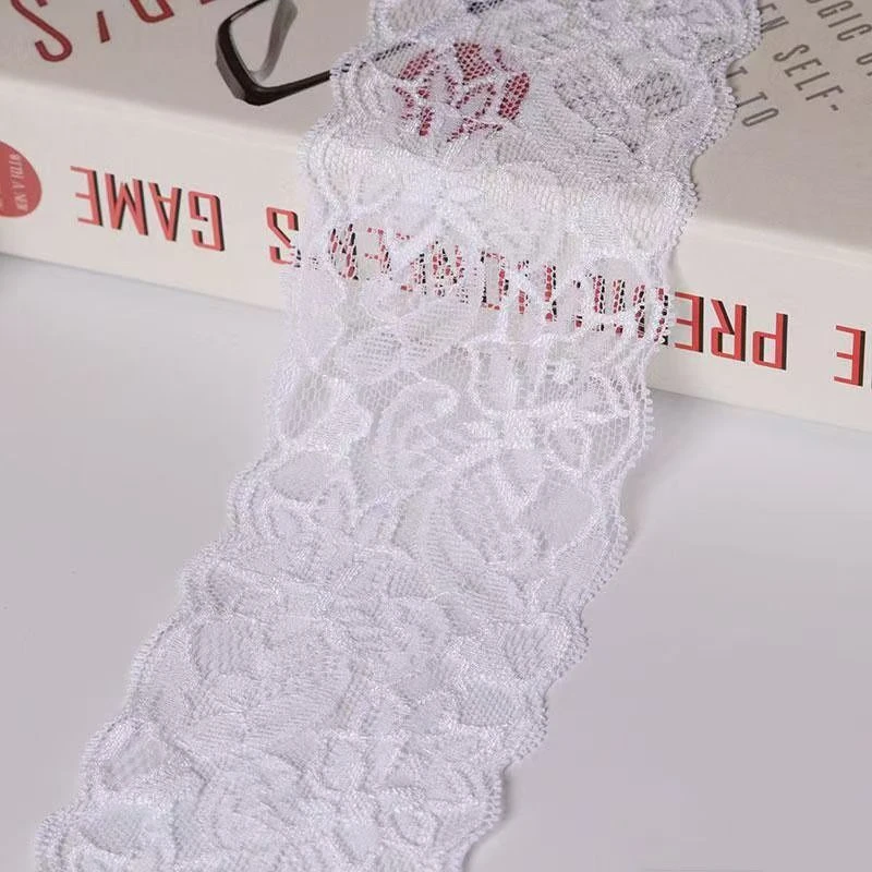 8Cm Spandex-Spitze Elastisches Bastelband Weiß Schwarz Stretch-Spitzenborte Strickmaterial Diy Bekleidungszubehör 8Cm Spandex-Spitze Elastisches Bastelband Weiß Schwarz Stretch-Spitzenborte Strickmaterial Diy Bekleidungszubehör - Image 8