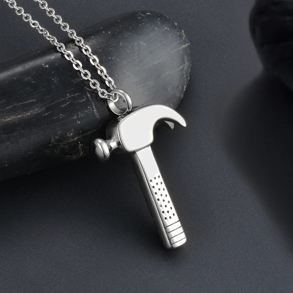 Hammer-Urnen-Halskette Für Asche, Gedenkschmuck, Aschebehälter Aus Edelstahl, Andenken-Anhänger-Halskette Für Männer Und Frauen Hammer-Urnen-Halskette Für Asche, Gedenkschmuck, Aschebehälter Aus Edelstahl, Andenken-Anhänger-Halskette Für Männer Und Frauen - Image 2