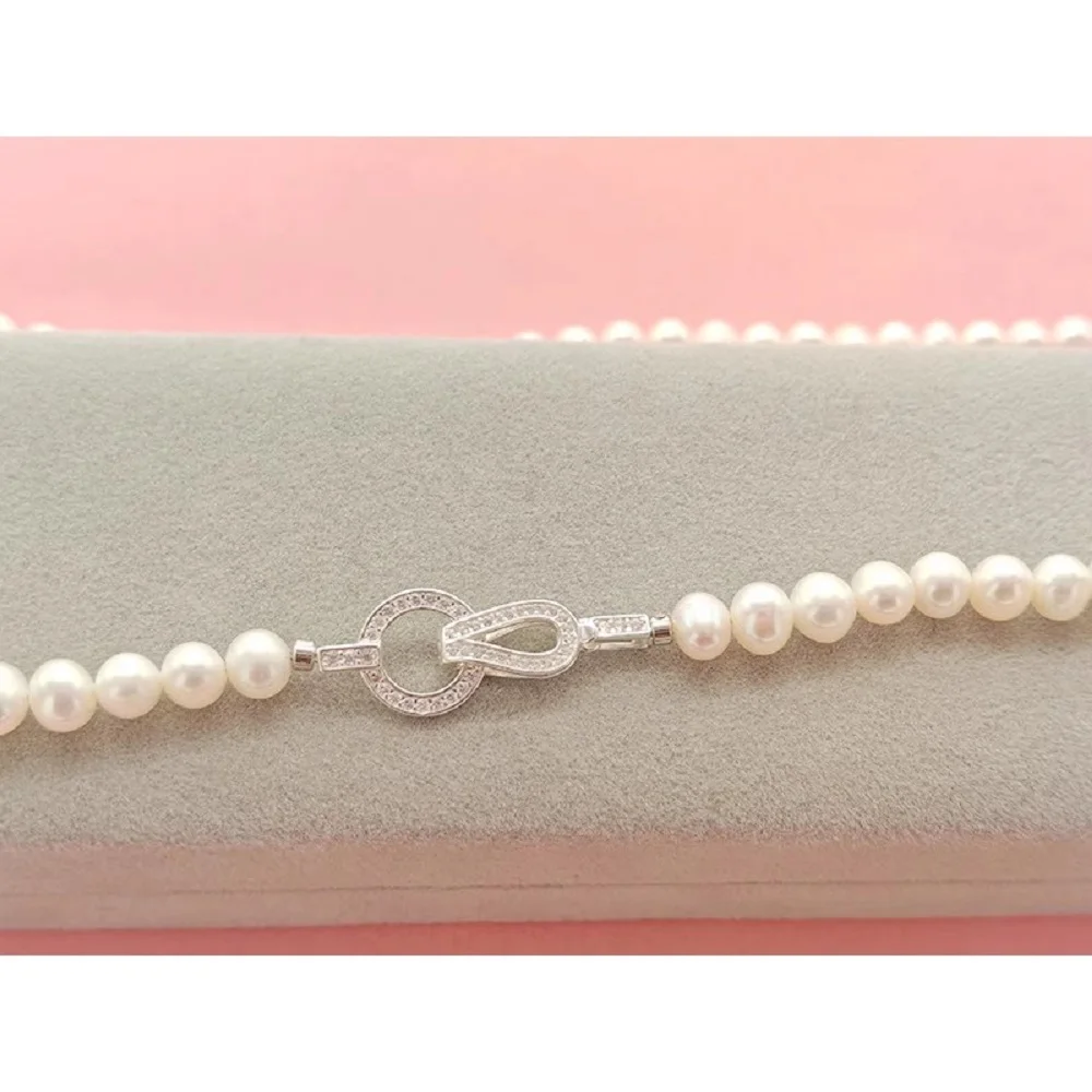 Klassische Perlenkette Aaa7-8Mm Natürliche Südsee-Rundperlenkette Mit 925S Silber-Verschluss - 18 Zoll Klassische Perlenkette Aaa7-8Mm Natürliche Südsee-Rundperlenkette Mit 925S Silber-Verschluss - 18 Zoll - Image 4