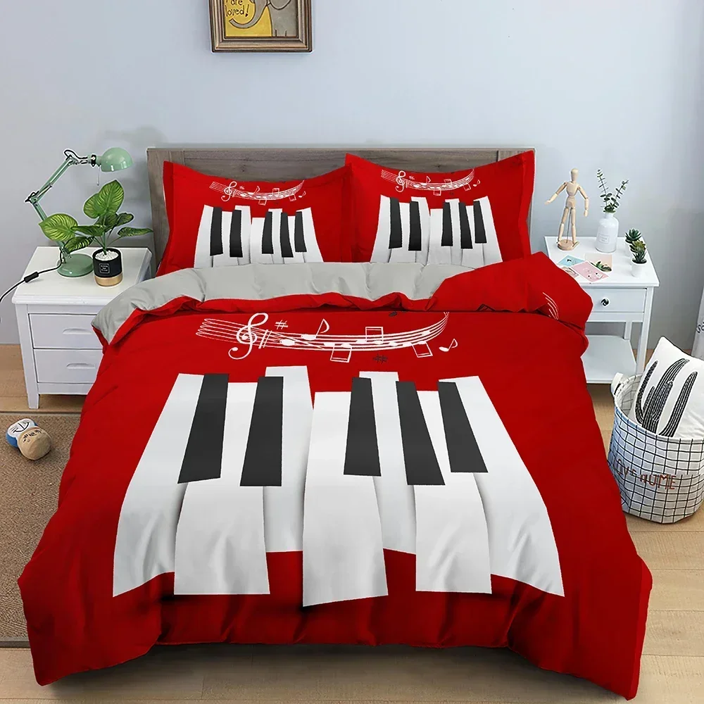 Musik Bettwäsche Set Klavier Tastatur Musik Note Bettbezug Queen Size Bettwäsche Tröster Mikrofaser Gitarre Polyester Bettwäsche Sets Musik Bettwäsche Set Klavier Tastatur Musik Note Bettbezug Queen Size Bettwäsche Tröster Mikrofaser Gitarre Polyester Bettwäsche Sets - Image 3