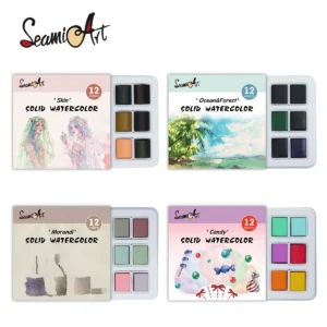 SeamiArt Aquarellfarben Set mit 12 Farben – Skin, Ocean, Candy oder Morandi Farbpalette für Malerei und kreative Kunstprojekte