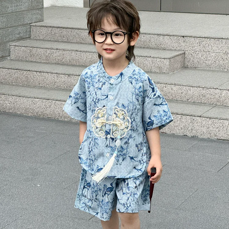 Fashion Baby Tang Costume Tops Pants Two-Piece Set Boy Outfit Casual Children'S Sets Summer Tweens Boys Hanfu Suit Kids Clothing Fashion Baby Tang Costume Tops Pants Two-Piece Set Boy Outfit Casual Children'S Sets Summer Tweens Boys Hanfu Suit Kids Clothing - Image 10