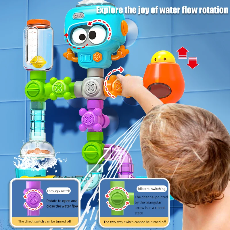 Baby-Badespielzeug Mit Starken Saugnäpfen, Röhren, Spinner, Spritzen, Wasserspielset, Kleinkinder, Kinder, Duschbecken Für 3-Jährige Kinder, Geschenke Baby-Badespielzeug Mit Starken Saugnäpfen, Röhren, Spinner, Spritzen, Wasserspielset, Kleinkinder, Kinder, Duschbecken Für 3-Jährige Kinder, Geschenke - Image 5