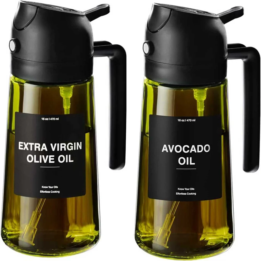 Olive Oil Dispenser,Sprayer For Cooking 2 In 1- Spray And Pour,Dark Green Glass Oil Bottlewith Stickers,16Oz/470Ml Oil Sprayer Olive Oil Dispenser,Sprayer For Cooking 2 In 1- Spray And Pour,Dark Green Glass Oil Bottlewith Stickers,16Oz/470Ml Oil Sprayer - Image 4