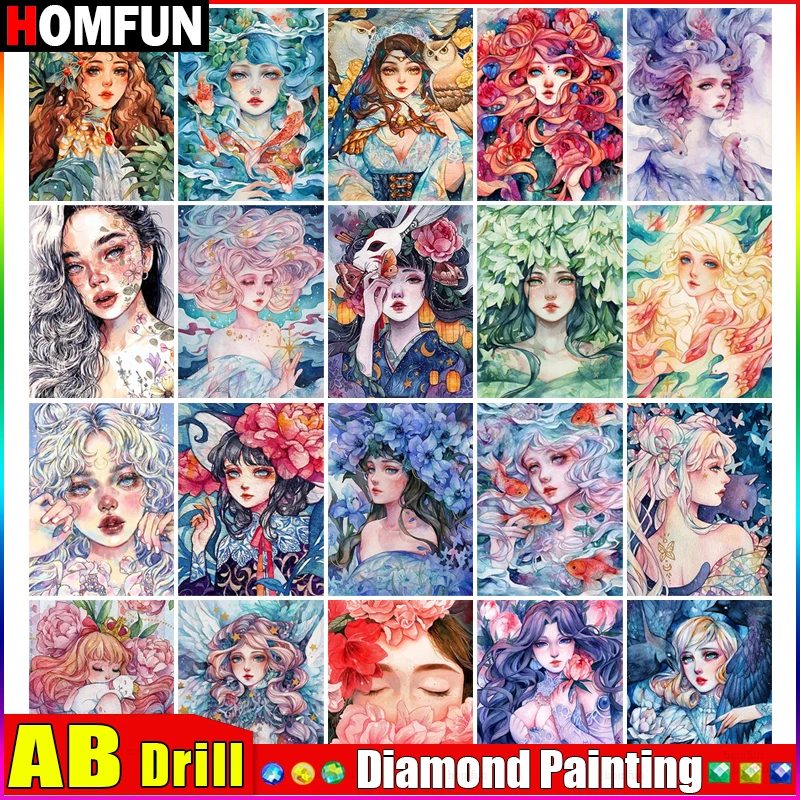 Homfun Ab Art 5D Diy Diamond Painting &Quot;Portrait Beauty Girl&Quot; Diamond Pictures Cross Stitch 3D Rhinestone Embroidery Decor Homfun Ab Art 5D Diy Diamond Painting &Quot;Portrait Beauty Girl&Quot; Diamond Pictures Cross Stitch 3D Rhinestone Embroidery Decor